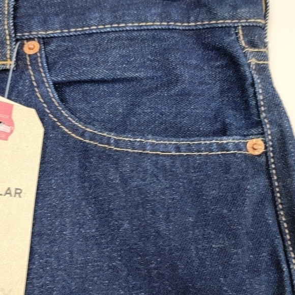 NEW Levi's Men's 505 Regular Straight Leg Sz 33X30 Dark Wash Denim Blue Jeans - Picture 7 of 16